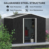 Outsunny 7.7 X 5.7ft Metal Garden Shed, Galvanised Outdoor Tool Storage House With Ventilation Slots And Sliding Doors, Grey