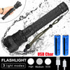 Super Bright Torch 2500000LM LED Flashlight USB Rechargeable Tactical Lights