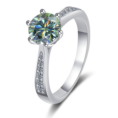 Moissanite Ring Classic Six-claw Crown S925 Sterling Silver
