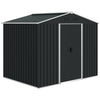 Outsunny 7.7 X 5.7ft Metal Garden Shed, Galvanised Outdoor Tool Storage House With Ventilation Slots And Sliding Doors, Grey