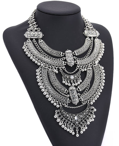 New European And American Big Brand Exaggerated Retro Silver Carved Pendant