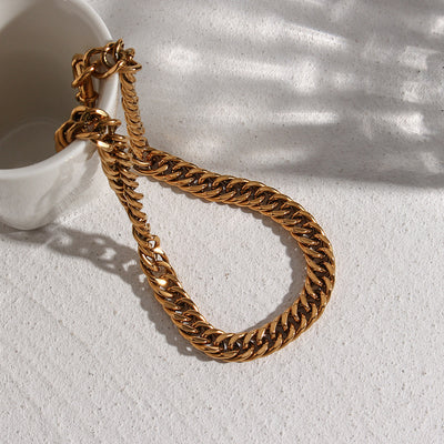 European And American Ins Affordable Luxury Fashion Temperament Clavicle Chain Ornament Stainless Steel Plated 18K Encrypted Chain Thick OT Buckle Necklace