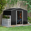 Outsunny 7.7 X 5.7ft Metal Garden Shed, Galvanised Outdoor Tool Storage House With Ventilation Slots And Sliding Doors, Grey