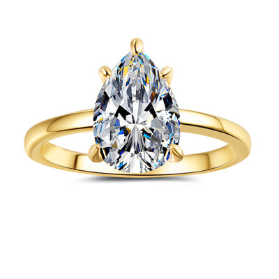Fashion Minimalistic Water Drops Pear-shaped Moissanite Ring