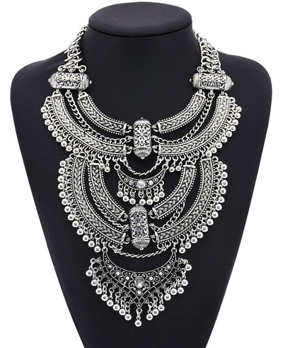 New European And American Big Brand Exaggerated Retro Silver Carved Pendant