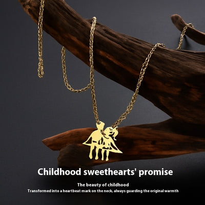 Fashion Stainless Steel 18K Gold Men And Women Couple Ins Style Necklace