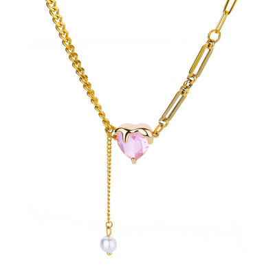 Ins Style Simple Heart-shaped Zircon Pendant Necklace