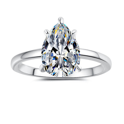 Fashion Minimalistic Water Drops Pear-shaped Moissanite Ring