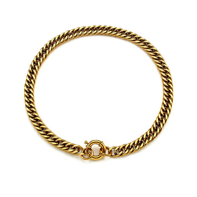 European And American Ins Affordable Luxury Fashion Temperament Clavicle Chain Ornament Stainless Steel Plated 18K Encrypted Chain Thick OT Buckle Necklace