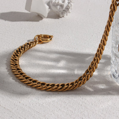 European And American Ins Affordable Luxury Fashion Temperament Clavicle Chain Ornament Stainless Steel Plated 18K Encrypted Chain Thick OT Buckle Necklace