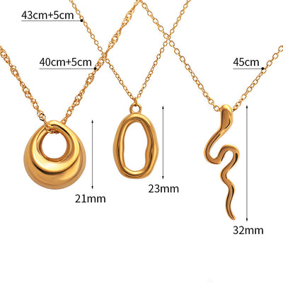 Popular Geometric Irregular Glossy Ring Snake Pendant Clavicle Chain